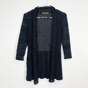 Belldini Sweater Womens Size Small Gray Knit Cardigan 3/4 Sleeve Open Front